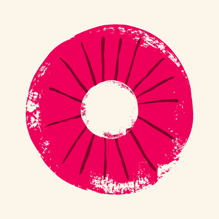 Vector hand drawn illustration of donut in vintage engraved style. isolated on white background.のイラスト素材