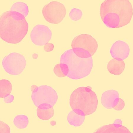 Watercolor texture. Aquarelle circles in pastel colors. Grunge pattern. Watercolor pink, and golden spots.の写真素材
