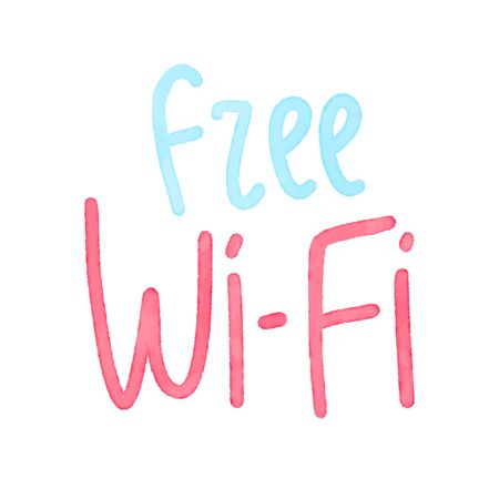 Free wi-fi vector hand drawn calligraphic brush stroke illustration design. Watercolor art style. Good as poster, t shirt print, social media content, blog, vlog, business element, card, posterのイラスト素材