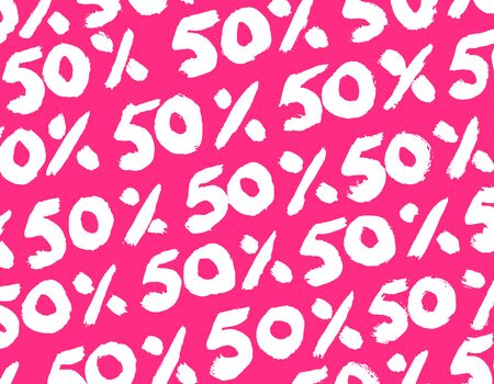 50 percent discount abstract background pink pattern. Sell-out. Grunge hand-drawn ink design. Black Friday. Price fall. Poster template for your storeのイラスト素材