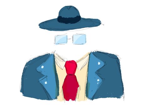 Incognito cartoon illustration isolated on white background. Flat doodle icon. Hand-drawn rough sketch.のイラスト素材