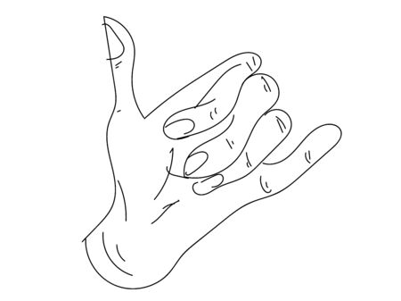 Vector surfer's hand sign isolated on white background. Shaka hand vector sign.のイラスト素材
