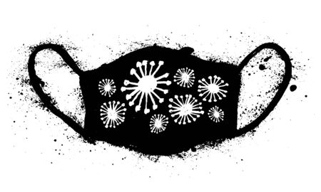 Coronavirus mask, Protective medical mask for health care. Doctor Mask, Coronavirus  Grunge hand-drawn face mask protection with Covid-19 symbol.のイラスト素材