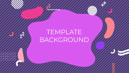 Color splash abstract cartoon background or children playground banner design element. Vector overlay colorful spotty pattern of geometric shape, line and dot in trendy Memphis animation 80s-90s styleのイラスト素材