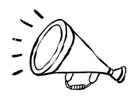 Megaphone speaker icon design vector template. Loudspeaker grunge icon vector, stock vector illustration flat doodle hand-drawn design styleのイラスト素材