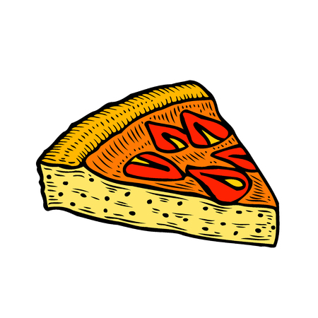 piece of cake with strawberries, engraving styleのイラスト素材