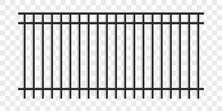 Metal fence. Prison bars. Realistic lattices. Vector illustration isolated on transparent background.のイラスト素材