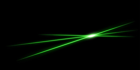 Green intersecting laser beams, glowing stripes. Abstract vector illustration isolated on black background.のイラスト素材