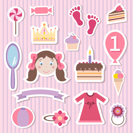Baby Toys Stickers - for design and scrapbookのイラスト素材