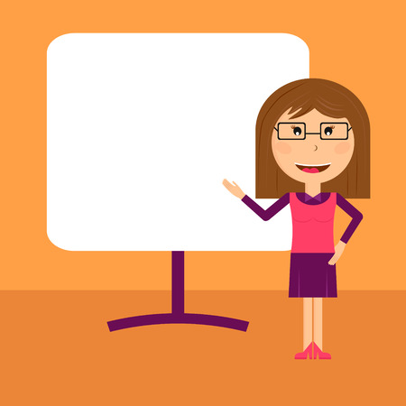 Business woman pointing to rising business trends Vector Illustrationのイラスト素材