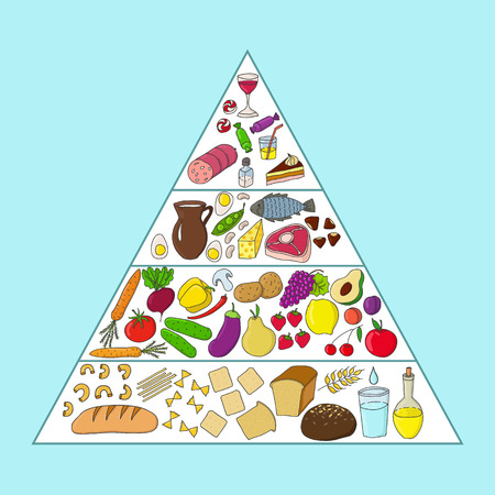 Health food pyramid. Vector illustrationのイラスト素材