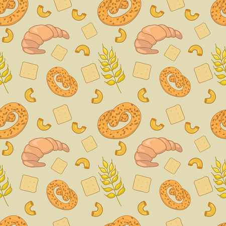 Seamless vector pattern with bread and grainsのイラスト素材