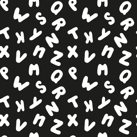 Seamless pattern with hand drawn rounded alphabet lettersの写真素材
