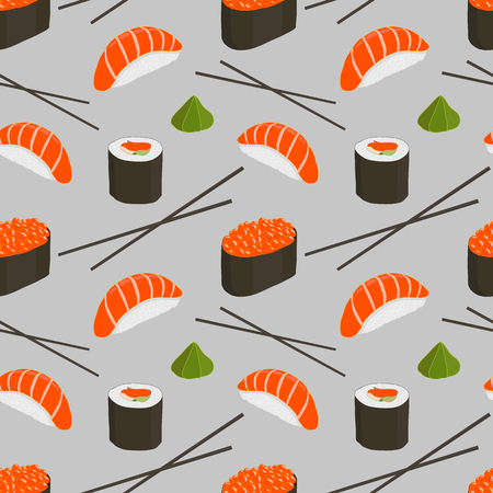 Seamless pattern with Sushi and chopsticksの写真素材