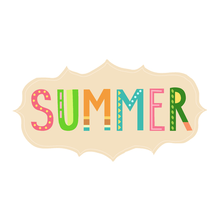 Vector Summer lettering with ethnic pattern decorative elements.のイラスト素材