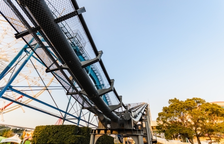 SHIRAHAMA, OSAKA, JAPAN - JANUARY 01  Roller coaster rails in Amusement Park on Januray 01, 2014 in Japan のeditorial素材