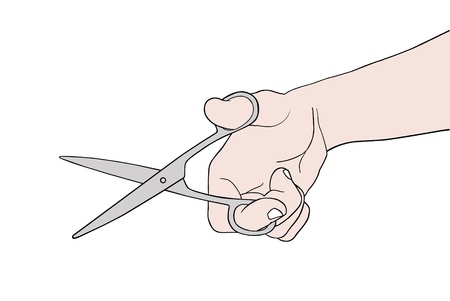 illustration of hand holding scissorsのイラスト素材