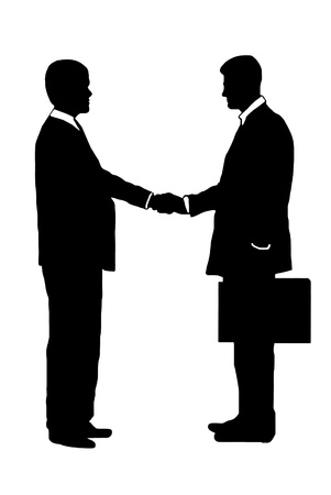 businessmen shaking hands silhouettes のイラスト素材