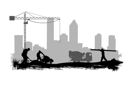 construction workers on site illustration