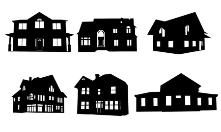 house silhouettes collageのイラスト素材