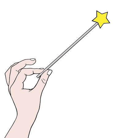 hand holding magic wand illustrationのイラスト素材