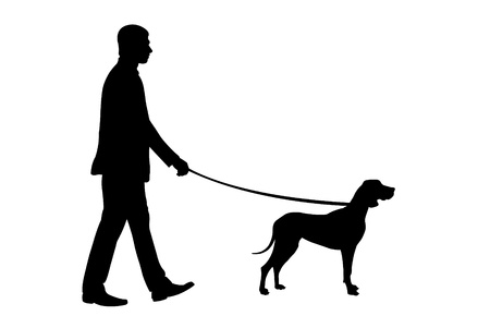silhouette of man holding dogのイラスト素材