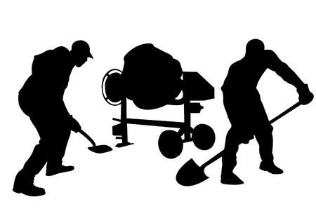 silhouettes of workers のイラスト素材