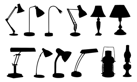 desk lamps isolated on whiteのイラスト素材
