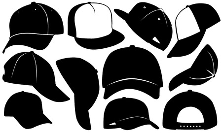 set of caps isolated on whiteのイラスト素材