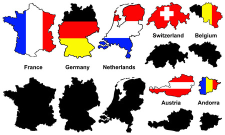 set of european mapsのイラスト素材