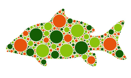 color dotted fish silhouetteのイラスト素材