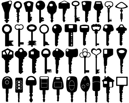 set of different keys isolatedのイラスト素材