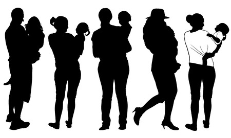 parents holding their kidsのイラスト素材