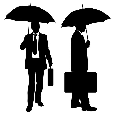 businessmen with umbrella and briefcaseのイラスト素材