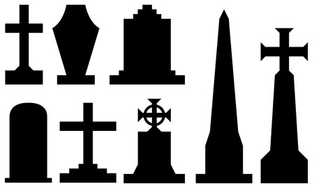 set of different tombstones isolatedのイラスト素材