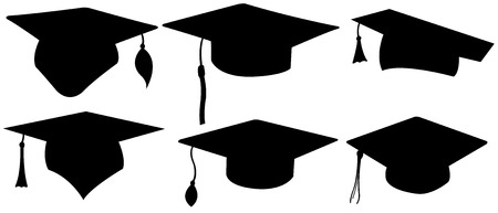 set of different graduation hatsのイラスト素材