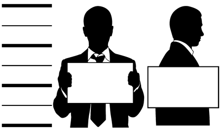 Mugshots silhouette isolated on whiteのイラスト素材