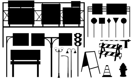 set of street lights isolated on whiteのイラスト素材