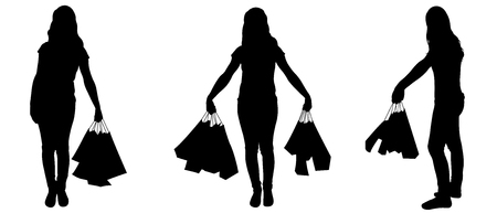 Set of different women with bags isolated on whiteのイラスト素材