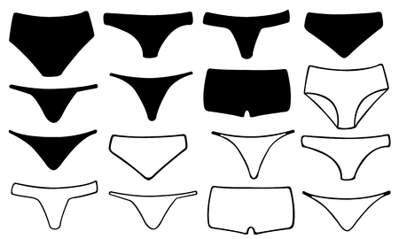 Set of different panties isolated on whiteのイラスト素材