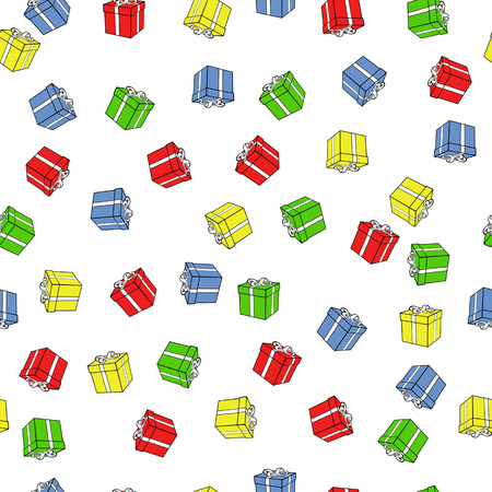 Seamless gift box background isolated on whiteのイラスト素材