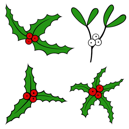 Set of different mistletoe isolated on whiteのイラスト素材