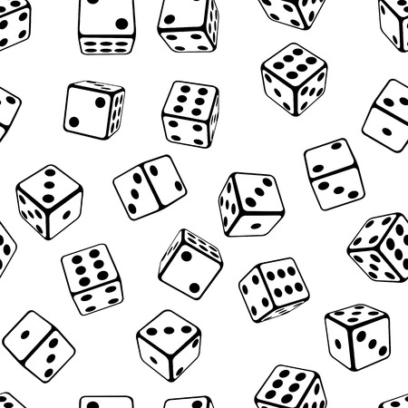 Seamless dice background isolated on whiteのイラスト素材