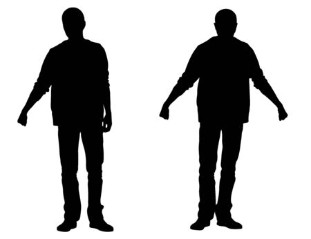 silhouettes of men holding things in handsのイラスト素材