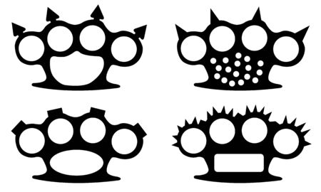 set of different brass knucklesのイラスト素材