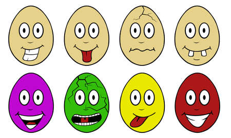 set of different color Easter egg cartoonsのイラスト素材