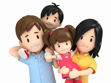 3d render of a happy familyの写真素材