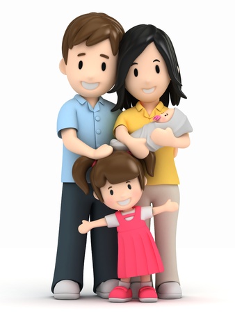 3d render of a happy family