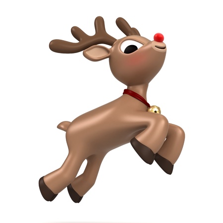 3d render of a christmas reindeer flyingの写真素材