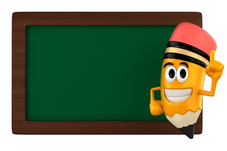 3d render of pencil and a black boardの写真素材